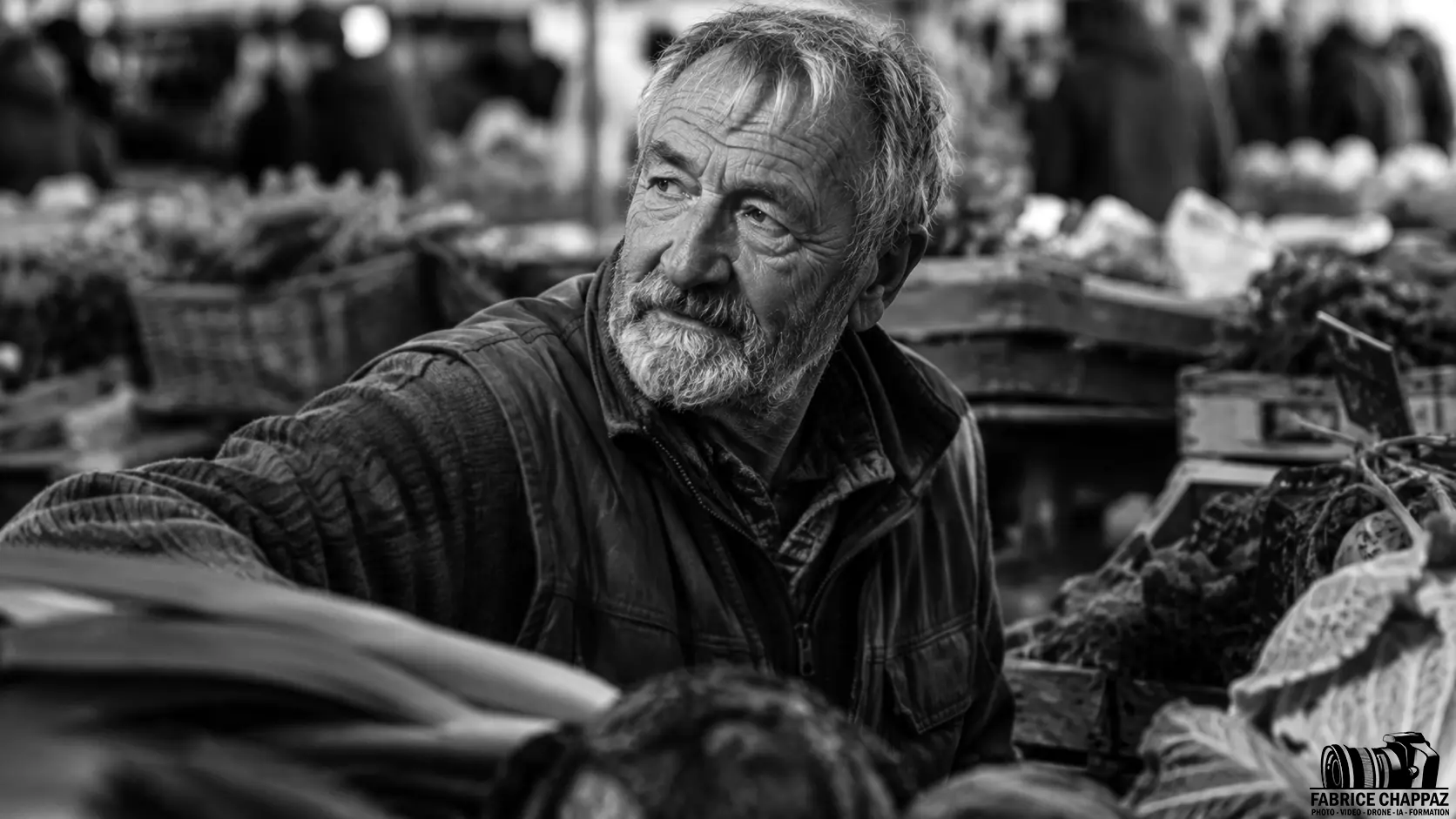 Portrait etal legume noir et blanc